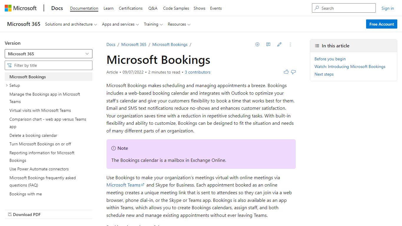 Microsoft Bookings | Microsoft Docs